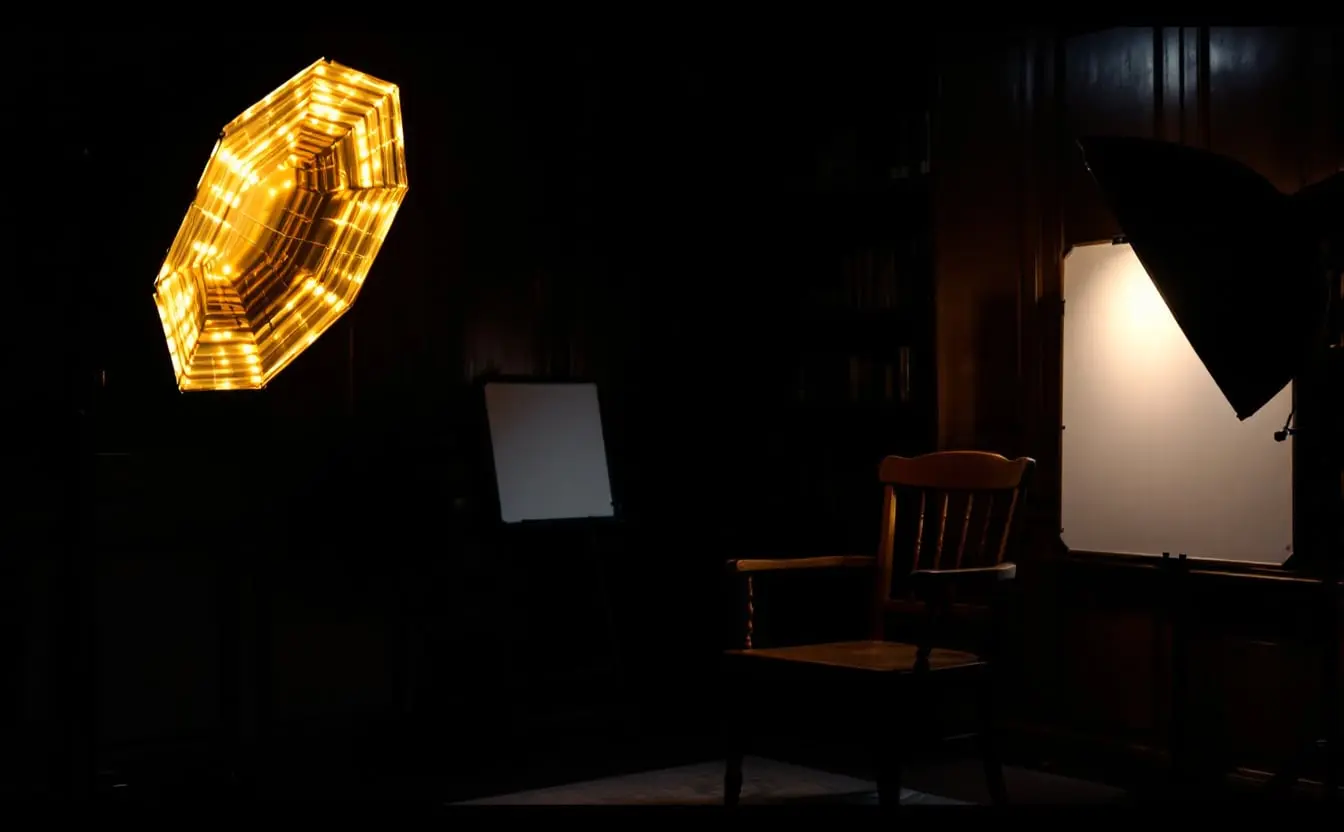 LED panel lights, COB lights and softboxes for interview lighting